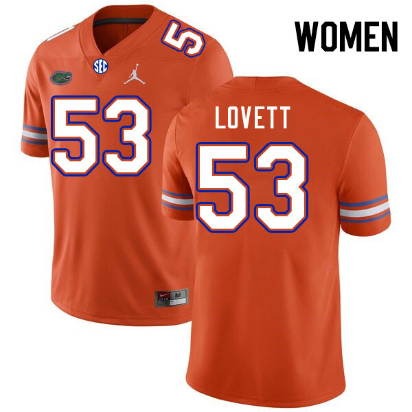 Women #53 Bryce Lovett Florida Gators College Football Jerseys Stitched-Orange - Click Image to Close